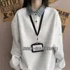 Sudadera retro americana a cuadros con cuello polo 2026 para hombre y mujer, otoño, corte holgado, estilo universitario, camiseta de manga larga de dos piezas falsas, moderna
