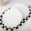 A5 Melamina Branco Renda Criativa Prato Redondo Prato para Massa Ocidental Prato de Salada Prato de Servir Apresentação de Bife de Hotel Restaurante