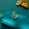 Nuevo Anillo Sencillo de Arena Dorada Vietnamita para Mujer, Anillo Abierto de Flor de Zirconio de Lujo Ligero, Joyería Transfronteriza de Larga Duración