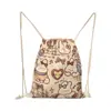 Mochila con Cordón de Dibujos Animados de Conejito Retro Original Bolsa de Lona de Gran Capacidad para Mujer Nueva 2025 Mochila de Viaje para Estudiante
