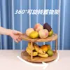 Estante de Cocina de Bambú Real Canasta de Almacenamiento de Doble Capa Cesta de Frutas Japonesa Plato de Frutas de Escritorio Almacenamiento de Snacks Cesta de Pan