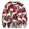 Moletom Popular Europeu e Americano Transfronteiriço Outono e Inverno Novo Estampado em 3D Feminino de Natal Street Tendência Gola Redonda Pulôver Moletom