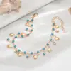 Pulseira de Tornozeleira com Franjas e Bordas Onduladas Azul Zircônia Strass Corrente Estilo Férias Nicho Luxo Acessível Venda Quente Transfronteiriça Europeia e Americana