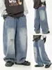 Calça Jeans Infantil 2026 Outono Novo Estilo Jeans Workwear Rasgado para Meninos Calça Reta Lavada Tendência para Meninos
