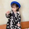 Estación Europea Vestido de Niña de Moda con Estampado de Puntos Redondos Grandes Algodón Peinado Manga Larga Estilo Coreano para Bebé Ropa Infantil de Estilo Extranjero