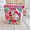 Muñeca con estampado de dibujos animados florales, bolsa de almacenamiento de artículos de tocador y necesidades diarias con arena movediza transparente, bolsas pequeñas de maquillaje, fabricantes, venta al por mayor