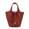 Bolsa Cesto de Couro de Vaca de Camada Superior Modelo Novo 2026 com Acabamento de Luxo, Moderna e Versátil, Bolsa Saco de Grande Capacidade, Bolsa de Mão de Couro Genuíno