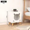 Cama para gato de madera maciza de moda con mesita de noche integrada, casa cerrada para gatos estilo caricatura de Mickey, mueble de almacenamiento para mascotas
