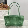 Estilo Ins Coreano Cesta de Vegetais Trançada Vazada Bolsa de Praia Casual de Férias Cor Doce Bolsa a Tiracolo de Ombro Bolsa de Rattan