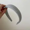 Faixa de Cabelo Xadrez Azul Retrô com Esponja Texturizada, Presilha de Cabelo Alta Versátil e Estilosa, Novo Acessório de Cabelo