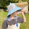 Sombreros para Niños, Transpirables de Verano con Protección Solar, Ala Ancha, Sombreros de Sol para Niños, Silbato, Sombreros de Pescador de Dinosaurios para Niños, Dibujos Animados