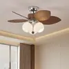 Nueva Luz de Ventilador de Techo para Dormitorio Estilo Chino Minimalista, Luz de Ventilador Color Nogal Retro Americano para Estudio y Comedor