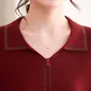 Nuevo suéter elegante con cuello para primavera y otoño para madres, mujeres de mediana edad y mayores, camisa base de punto suelta de color liso para otoño e invierno