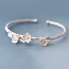 Aretes Collar Anillo de Plata Esterlina 925 para Mujer Cepillado Flor de Cerezo Fresco Elegante Aretes Coreanos Regalo de Cumpleaños para Niñas
