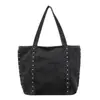 Bolsa Tote de Brim com Rebites de Locomotiva 2026 Nova Tendência Cool Unissex Estilo Preguiçoso Bolsa de Ombro Casual para o Trabalho/Estudo