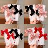 Horquilla para el pelo con lazo de cadena de perlas rojas festivas de Año Nuevo para niños, tocado de princesa para bebé, horquilla para niña con borlas y par de clips