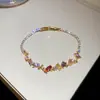 Pulsera de Mariposa y Flor de Circonita Super Brillante Estilo Coreano, Sensación de Lujo Ligero y Gama Alta, Moda de Nicho, Accesorio de Mano Versátil para Mujer
