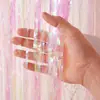 Cortina de seda con forma de lluvia mágica para puerta, fondo de pared para fiesta, cumpleaños de niños y adultos, borlas coloridas con nudo, decoración de boda