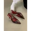Sandálias Femininas de Couro Macio Estampa de Leopardo Retrô Bico Fechado, Novo Estilo com Salto Fino e Traseiro Aberto, Sandálias de Salto Alto Elegantes Bico Fino Estilo Europeu e Americano