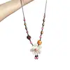 Nuevo Collar de Perlas con Flores Artificiales Estilo Chino, Cadena para Clavícula de Madera Retro Estilo Nacional Personalizada, Collar Versátil de Cordón Nicho