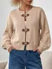 Cárdigan de punto vintage con botones de cuerno, nuevo de nicho europeo y americano transfronterizo para mujer, elegante, adelgazante, suave y versátil para otoño e invierno