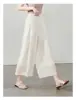 Qualidade Boutique Verão 2026 Novo Estilo Calça Saia Solta Emagrecedora de Cintura Alta Casual Fina Cropped Wide-Leg para Mulheres
