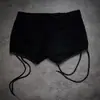 25 Novos Shorts Jeans Pretos de Verão Estilo Americano Retrô Hot Girl Resistentes com Tachas Cruzadas Ajustados ao Corpo Feminino