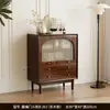 Gabinete con Cajones, Gabinete de Almacenamiento para Sala de Estar, Gabinete Pequeño de Pie Estilo Antiguo, Gabinete de Almacenamiento Retro de Ratán, Gabinete de Almacenamiento de Pared para Dormitorio, Gabinete con Cajones