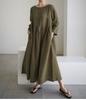 Vestido suelto de algodón y lino para mujer, talla grande para chica gordita, cuello redondo, jersey, vestido por encima de la rodilla, estilo elegante preppy Mori, falda amplia grande