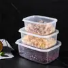Shunxin B-006 Conjunto de Marmita de Três Peças Plástico Caixa Crisper para Micro-ondas Conjunto de Três Peças Retangular Crisper Arroz