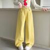 Pantalones para Niña 2025 Primavera y Otoño Nuevos Pantalones Machete de Mezclilla Tricolor para Niños Grandes Moda Simple Pantalones de Pierna Ancha Dopamina