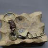 Llavero creativo de aleación padre-hijo Pájaro vintage tejido llavero de piel de vaca bronce 198