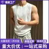 Comercio exterior malla seda de hielo verano estilo americano patchwork deconstruido camiseta sin mangas chaleco deportivo de fitness para hombre