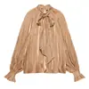 Ins ropa de mujer al por mayor estilo europeo y americano transfronterizo elegante camisa con lazo textura de satén de seda 8741252 756