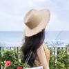 Sombrero de Paja Ximu para Mujer Verano Vacaciones en la Playa Junto al Mar Pequeño Fresco Paja Rafi Todo Combinable Sombrero de Copa Británico