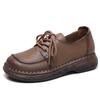 Zapatos Casuales de Cuero Genuino Hechos a Mano con Suela Blanda para Mujer, Nuevo Estilo Otoño, Cómodos Mocasines de Piel de Vaca con Cordones, Zapatos Retro para Mujer con Suelas Gruesas