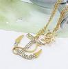C113 Exportación Más Vendido Collar Cruzado Moda Forma de Ancla Diamante Doble Capa Cadena Larga Cadena para Suéter