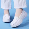 Sapatos de Enfermeira Personalizados para Mulheres, Sola Macia, Respiráveis, Não Cansativos, Couro Genuíno, Branco, Confortáveis, Sola Plana, Antiderrapantes, Sapatos de Trabalho para Hospital Atacado