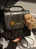 Mochila Retro Transfronteriza Moda Femenina Casual Nicho Estudiante Bolsa Escolar Multifuncional Hombro Cruzado Bolso Cuadrado Pequeño