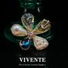 Perla Francesa Cristal Colorido Flor Hoja de Ginkgo Nicho Otoño e Invierno Pin Exquisito Broche de Alta Gama para Mujer