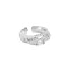 608 Anillo Abierto de Plata de Ley S925 con Diseño de Nicho de Estilo Coreano Ins Minimalista Irregular con Rostro Micro-incrustado de Zirconia Texturizado para Mujer