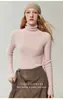Suéter de punto de cuello alto estilo nuevo 100% cachemir Bai Cai Rong otoño/invierno 2026 nuevo jersey básico de punto acanalado ajustado