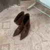 Botas vaqueras de punta fina con plataforma interior, de gamuza, con cordones, de media caña, estilo europeo y americano, Otoño/Invierno 2026