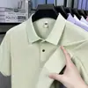 Camiseta de Algodão 100% Puro de Manga Curta para Homens, Mesmo Estilo do Balcão, Novo Estilo de Verão, Camisa Polo de Cor Sólida de Alta Qualidade, Roupa Masculina de Manga Meia