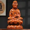 Madera Maciza Tallada Bodhisattva Guanyin del Mar del Sur Sentada en Loto Estatua de Buda Guanyin Decoración para Altar del Hogar para Paz y Protección del Hogar Otro