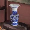 Vaso de cerâmica antigo azul e branco de Jingdezhen pintado à mão para arranjo de flores na sala de estar, ornamentos de coleção, decoração para casa chinesa