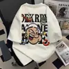 Camiseta de Manga Corta de Algodón Puro Estilo Callejero Americano con Estampado de Dibujos Animados para Hombres y Mujeres, Top Holgado con Estampado Ins de Verano