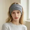 Diadema de punto acanalado de color liso estilo europeo y americano, diadema de ala ancha, orejera de lana, accesorio para la cabeza para deportes y yoga, accesorio para el cabello para adelgazar la cara