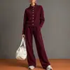 2026 Ropa Europea y Americana Transfronteriza para Mujer Estilo Nuevo Color Sólido Cuello Alto Sudadera con Capucha Cardigan Conjunto de Pantalones de Pierna Ancha Bestseller de Estación Independiente Mujer