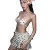 Novo Biquíni Sexy de Amarrar Desejo Puro Bolinhas Maiô Dividido Feminino Três Peças Estilo Saia Bikini para Férias na Praia